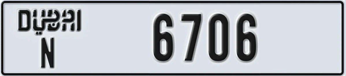 UAE License Plate Dubai N 6706