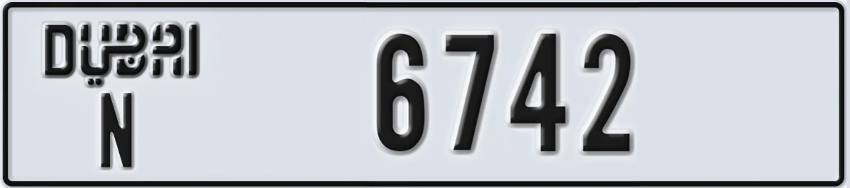 UAE License Plate Dubai N 6742