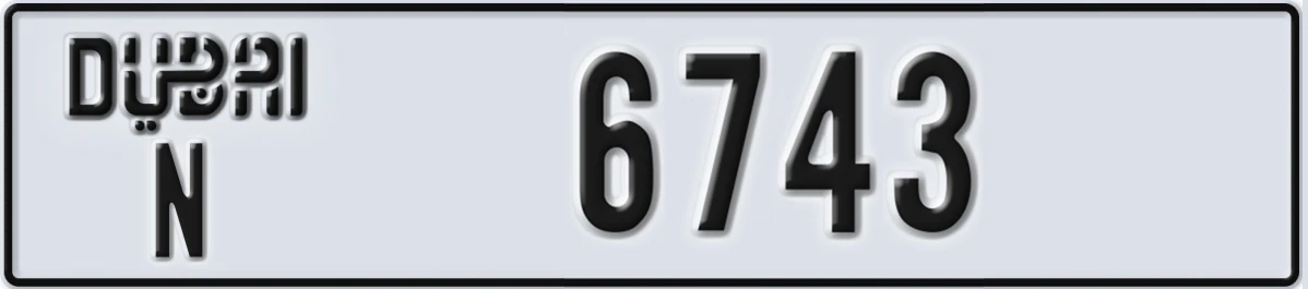 UAE License Plate Dubai N 6743