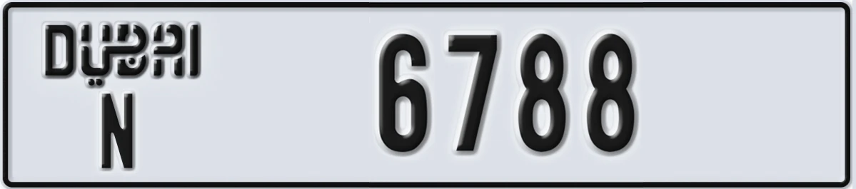 UAE License Plate Dubai N 6788