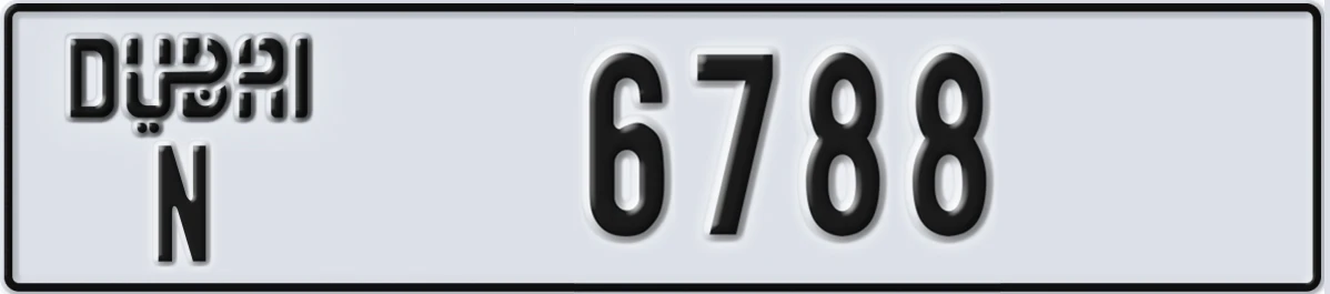 UAE License Plate Dubai N 6788