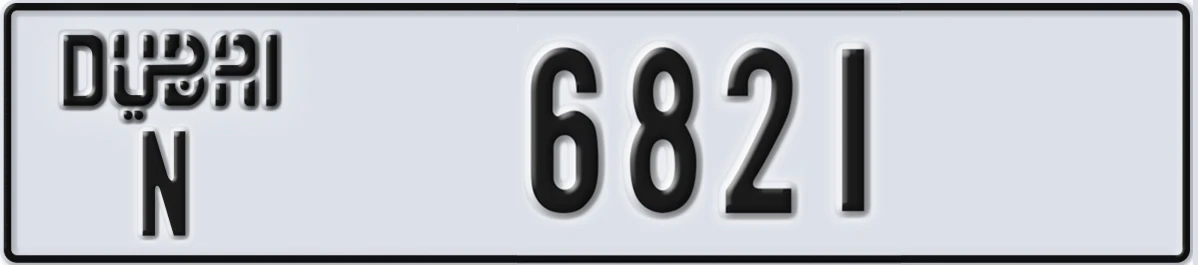 UAE License Plate Dubai N 6821