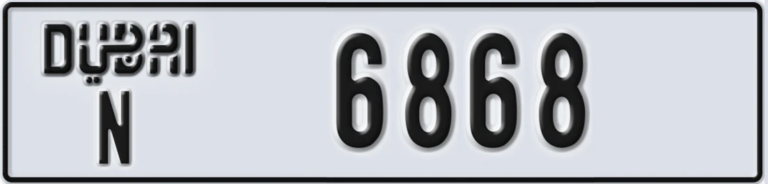 UAE License Plate Dubai N 6868X