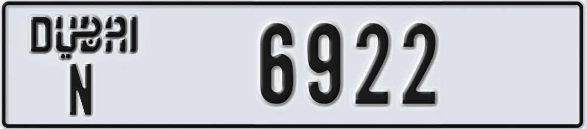 UAE License Plate Dubai N 6922