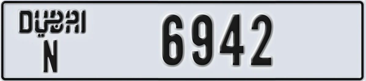 UAE License Plate Dubai N 6942