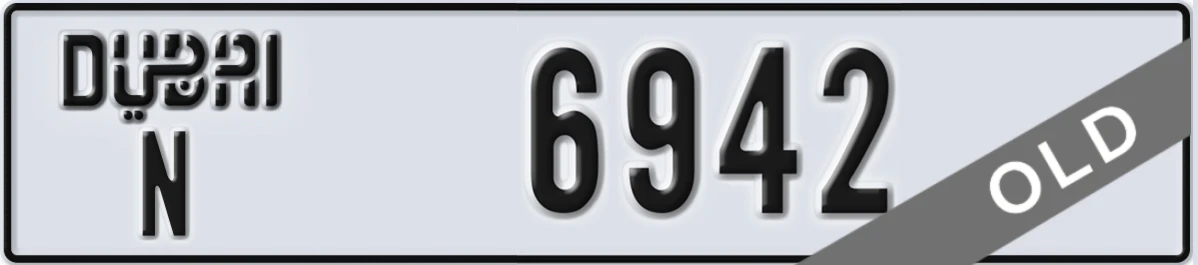 UAE License Plate Dubai N 6942