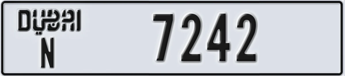 UAE License Plate Dubai N 7242