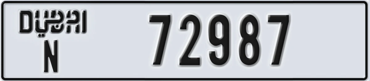 UAE License Plate Dubai N 72987