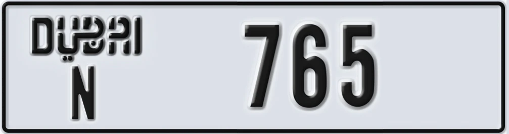 UAE License Plate Dubai N 765XY