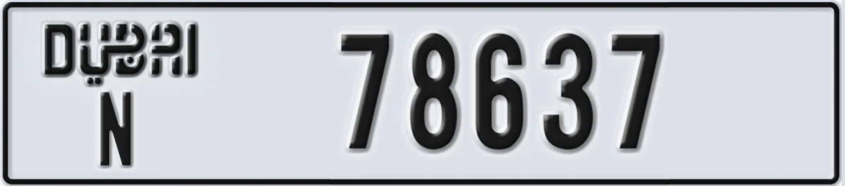 UAE License Plate Dubai N 78637