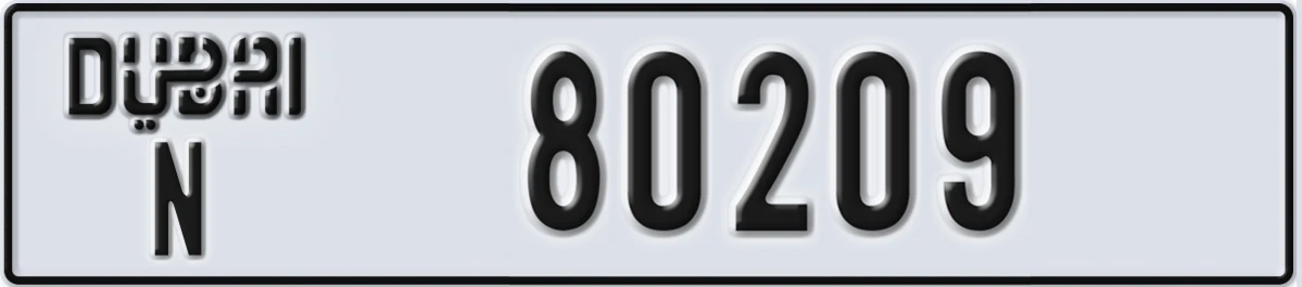 UAE License Plate Dubai N 80209