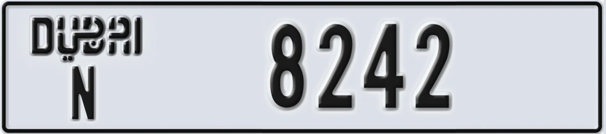 UAE License Plate Dubai N 8242