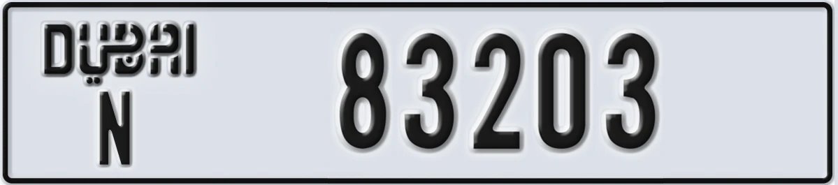UAE License Plate Dubai N 83203