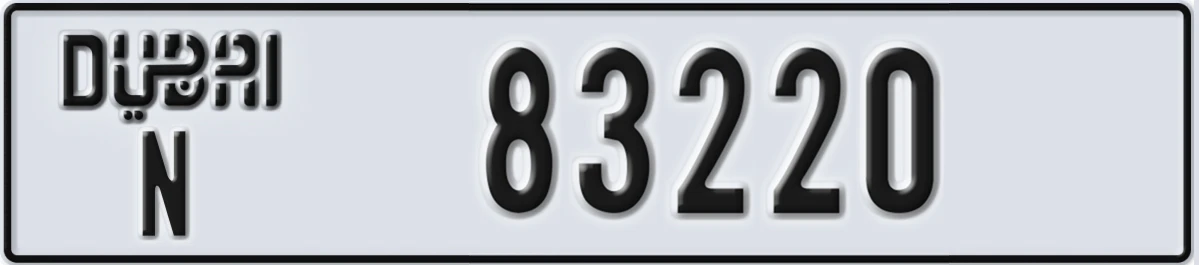 UAE License Plate Dubai N 83220