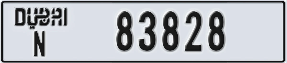 UAE License Plate Dubai N 83828