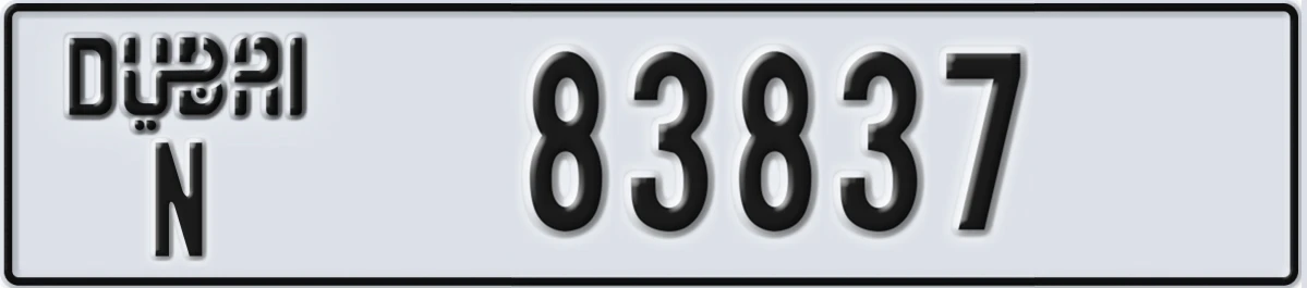 UAE License Plate Dubai N 83837