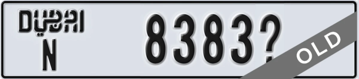 UAE License Plate Dubai N 8383X
