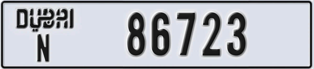 UAE License Plate Dubai N 86723