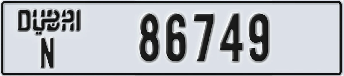 UAE License Plate Dubai N 86749