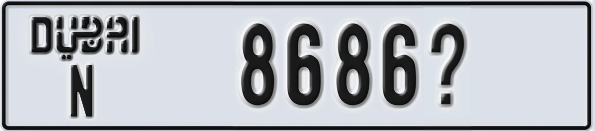 UAE License Plate Dubai N 8686X