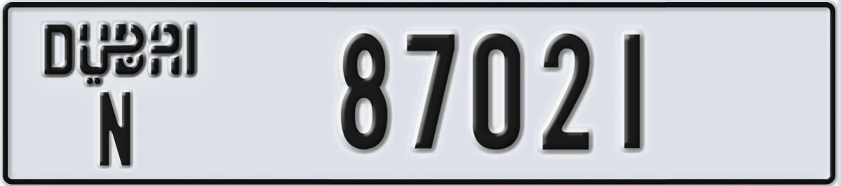 UAE License Plate Dubai N 87021