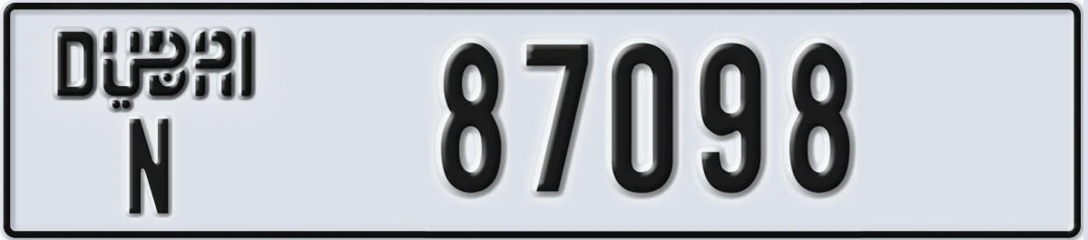 UAE License Plate Dubai N 87098