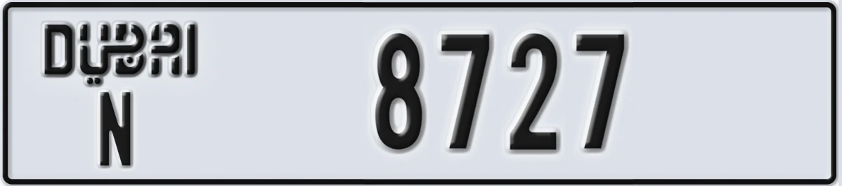 UAE License Plate Dubai N 8727