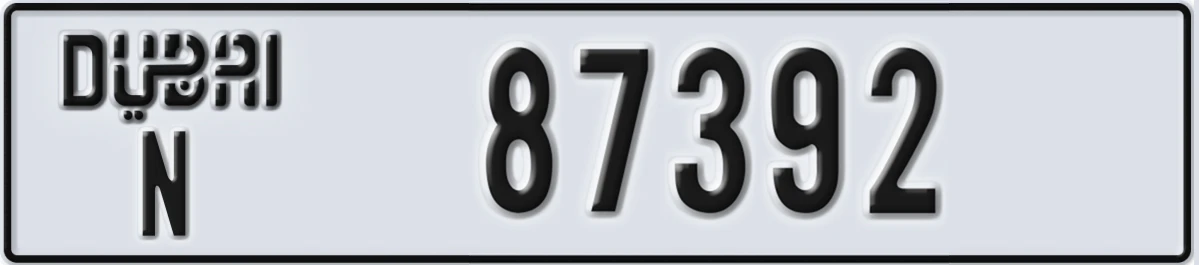 UAE License Plate Dubai N 87392