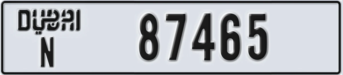 UAE License Plate Dubai N 87465