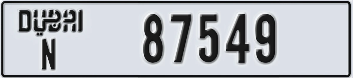 UAE License Plate Dubai N 87549