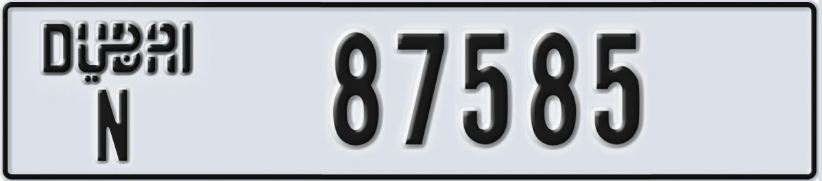 UAE License Plate Dubai N 87585
