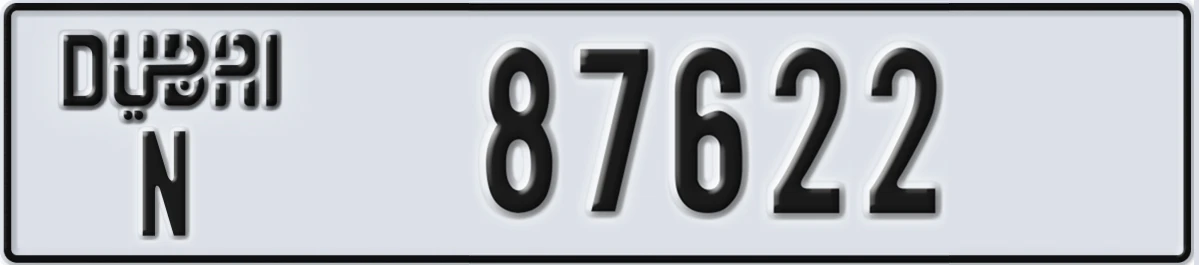 UAE License Plate Dubai N 87622