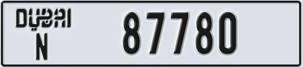 UAE License Plate Dubai N 87780
