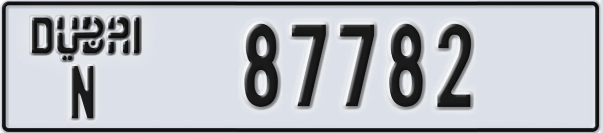 UAE License Plate Dubai N 87782