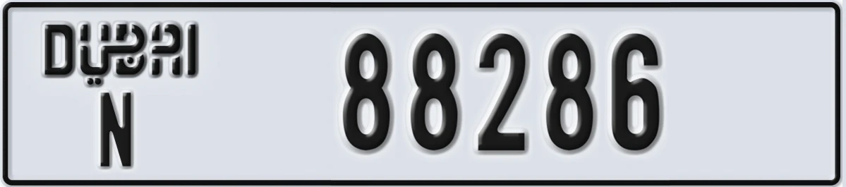 UAE License Plate Dubai N 88286