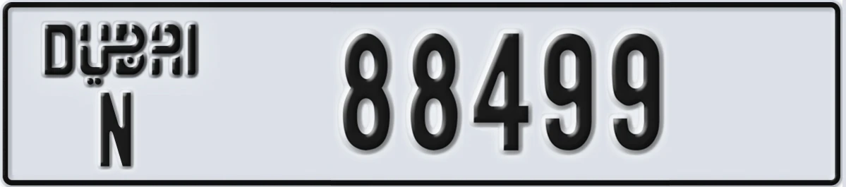 UAE License Plate Dubai N 88499