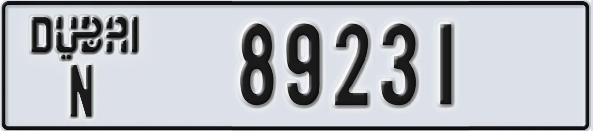 UAE License Plate Dubai N 89231