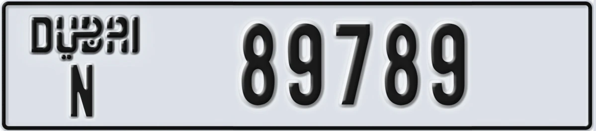 UAE License Plate Dubai N 89789