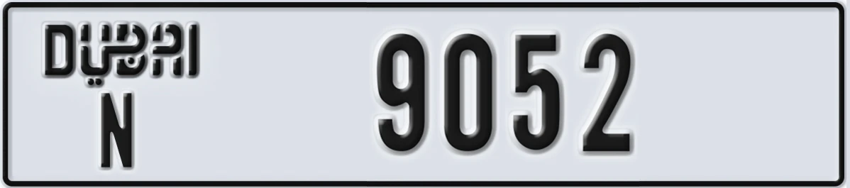 UAE License Plate Dubai N 9052