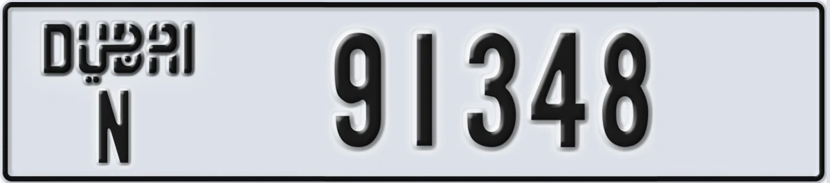 UAE License Plate Dubai N 91348