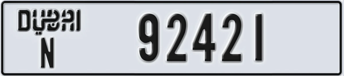 UAE License Plate Dubai N 92421