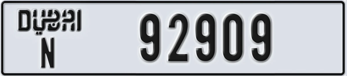 UAE License Plate Dubai N 92909