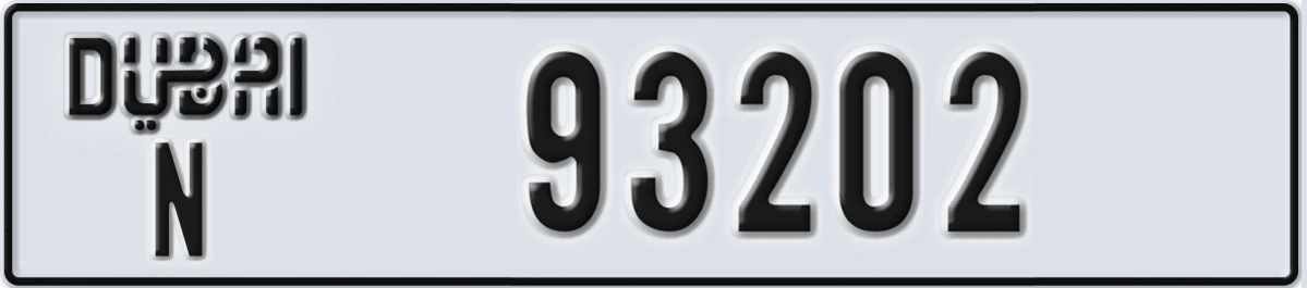 UAE License Plate Dubai N 93202