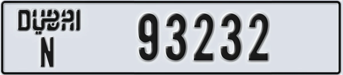 UAE License Plate Dubai N 93232