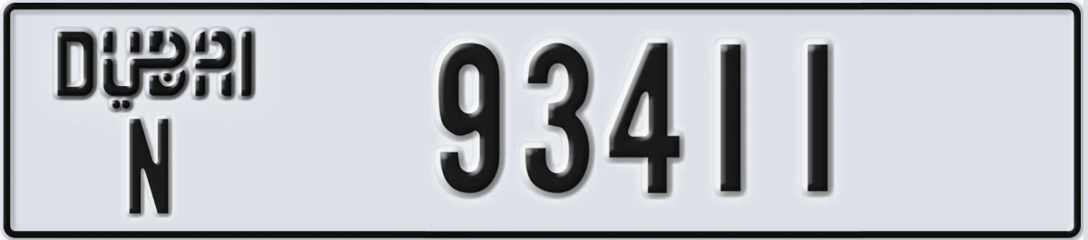UAE License Plate Dubai N 93411