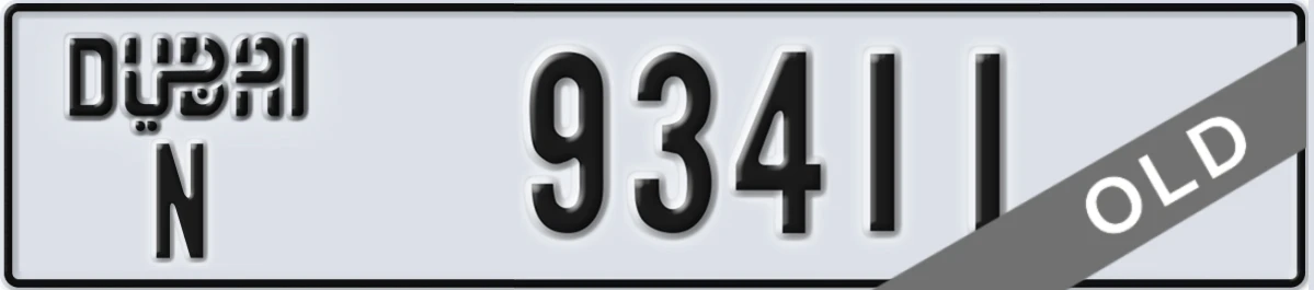 UAE License Plate Dubai N 93411