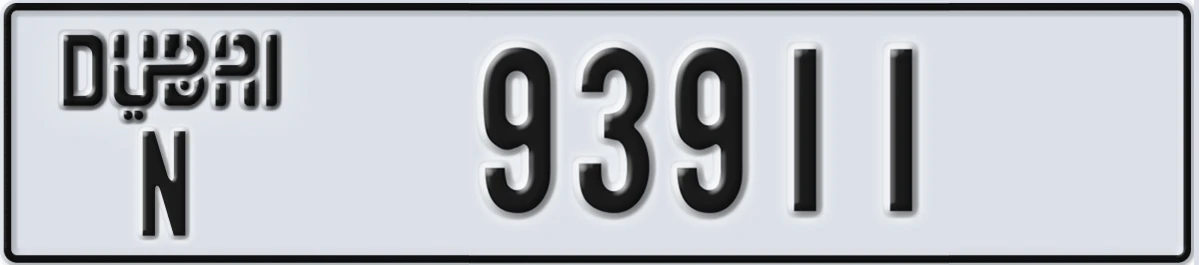 UAE License Plate Dubai N 93911