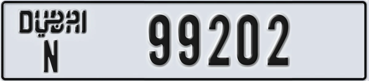 UAE License Plate Dubai N 99202