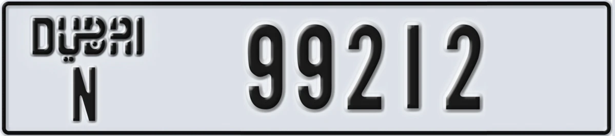 UAE License Plate Dubai N 99212