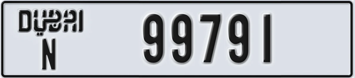 UAE License Plate Dubai N 99791